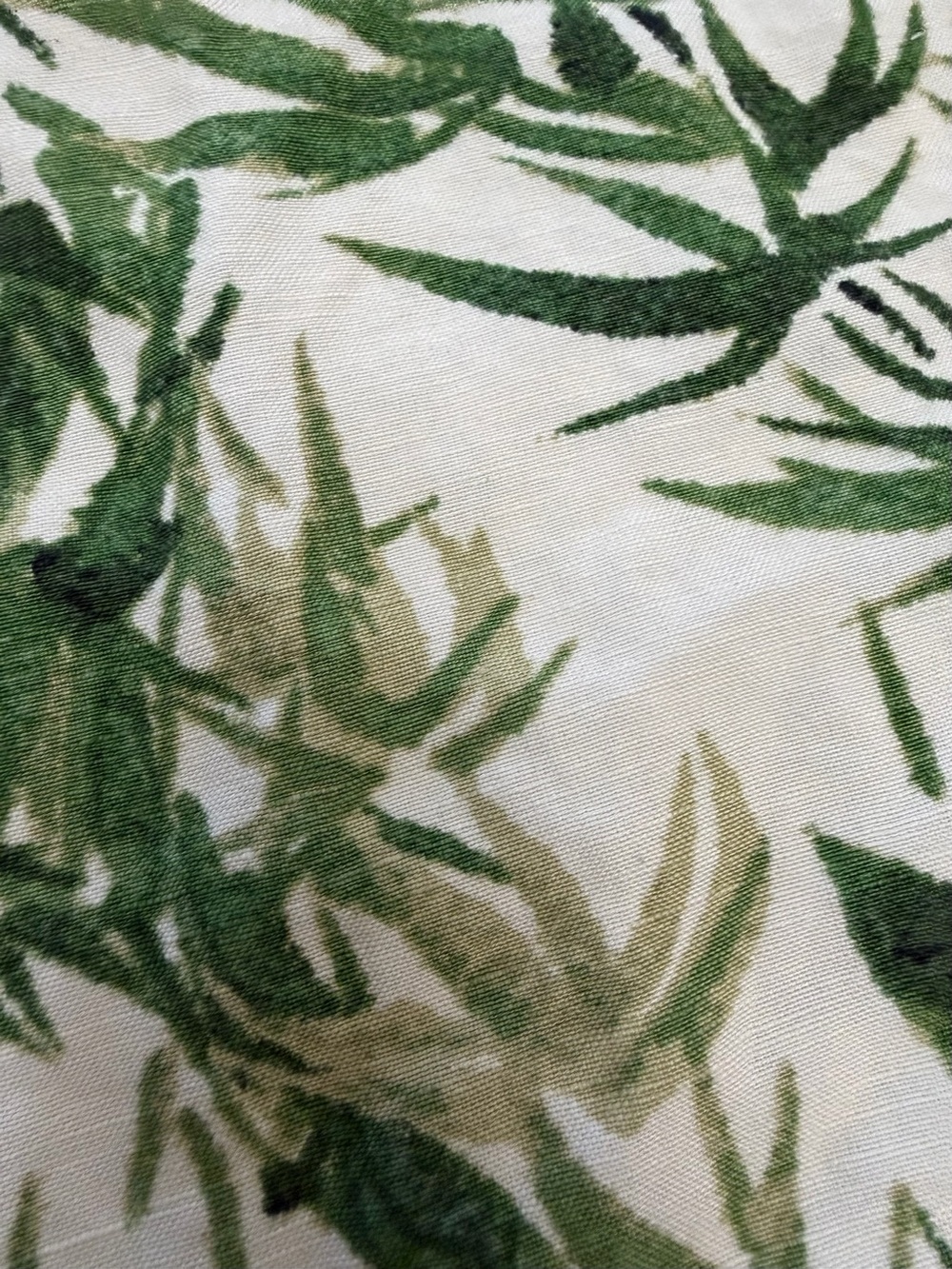 J Jill Top Green Linen Bamboo Leaf Print Tropical Botanical Coastal Beach L NWOT - Picture 2 of 10